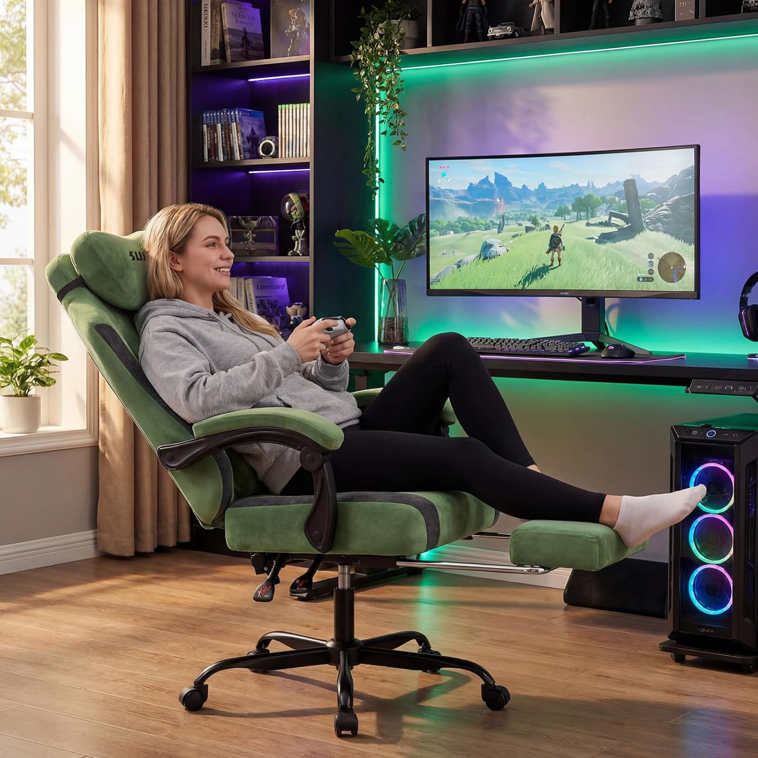 ファブリック製のビデオゲーム用チェア。人間工学に基づいた高背 - Video Gaming & Esports Usd Acc のレビューと価格