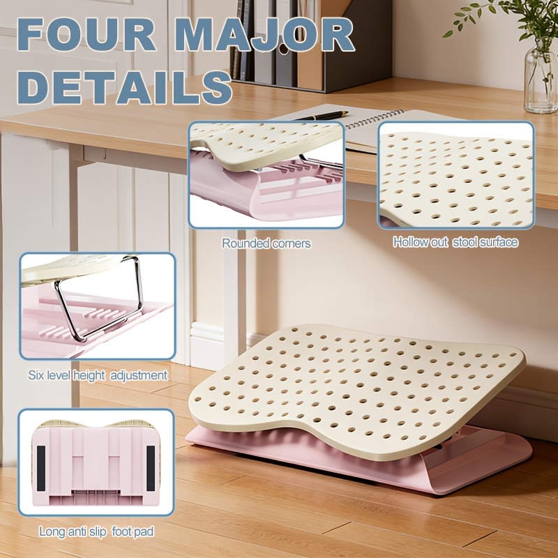 持ち運び可能な、穴あきデザインのフットレスト。人間工学に基づ - Footrest Under Desk のレビューと価格